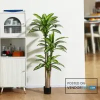 Artificial 5ft Dracaena Tree | Faux Plants for Indoor and Outdoor Decor | Fake Tree in Pot Silk Plan