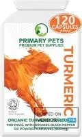 Organic Turmeric for Dogs. 120 x 600mg Capsules. Curcumin Antioxidant Hip and Joint Aid Supplement w