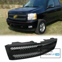 Black Front Bumper Grille for 2007-2013 Chevy Silverado | Unique Appearance, Easy to Install