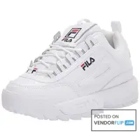 Fila Disruptor Ii Premium Women's Leather Sneakers White Navy Red 11